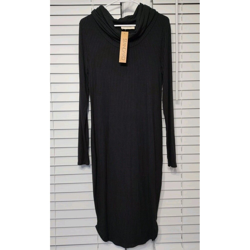 Standard Peoples Project Size Large collared knit black dress Knit Long Sleeve